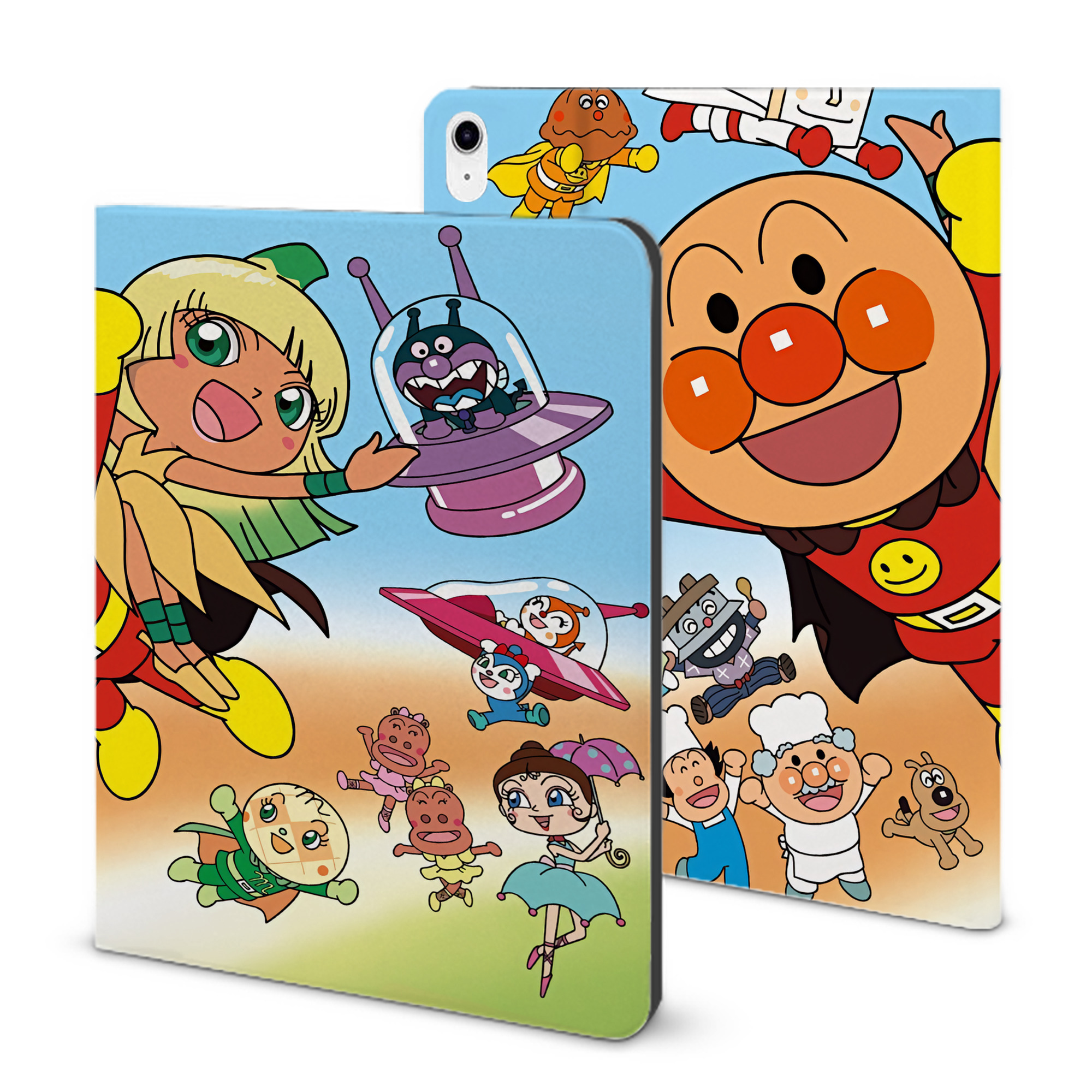 （画像用） アンパンマン Anpanman IPad ケース ブック型 PUレザー TPU 耐衝撃 軽量 薄型 ペン収納なし 全面保護 IPad 各モデル対応